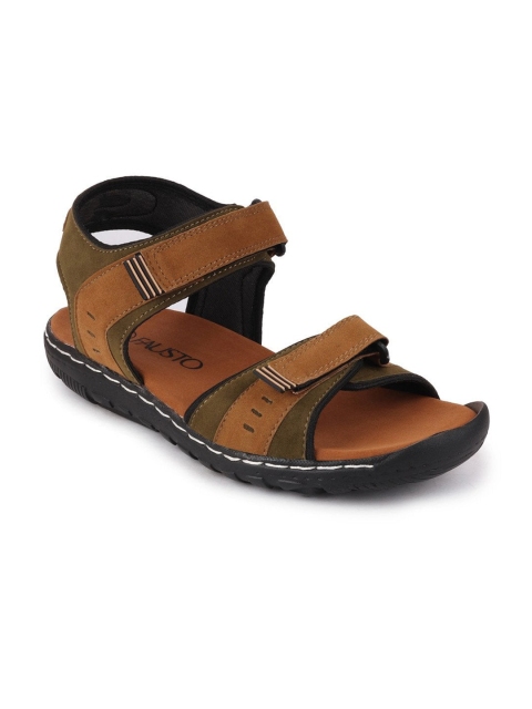 

FAUSTO Men Olive Green & Brown Solid Sports Sandal