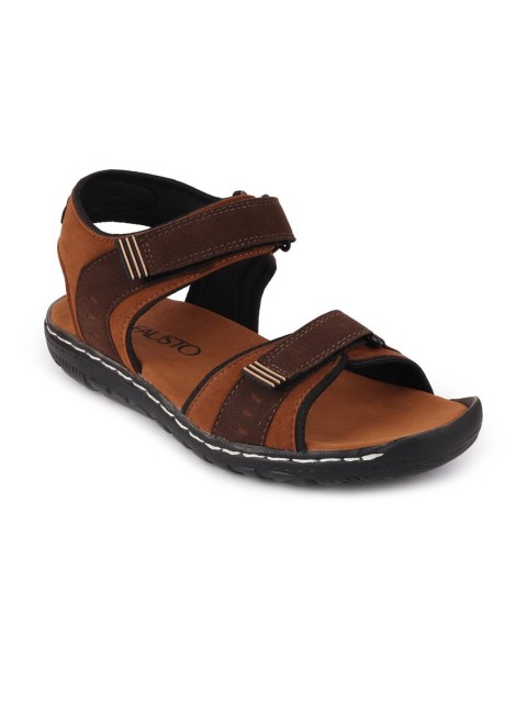 

FAUSTO Men Tan Brown Solid Sports Sandals