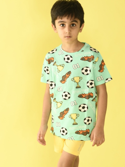 

Anthrilo Boys Green & Yellow Printed T-shirt with Shorts