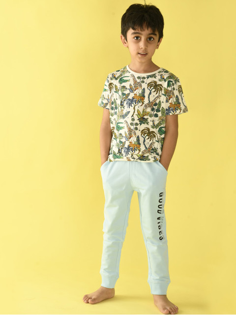 

Anthrilo Boys White & Green Printed Pure Cotton T-shirt with Pyjamas