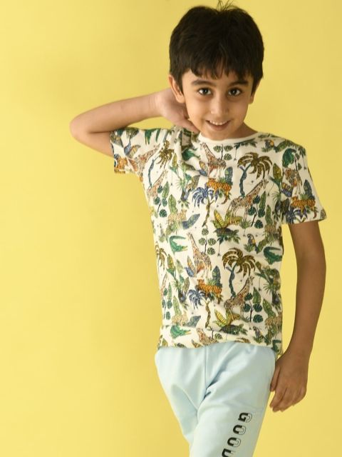 

Anthrilo Boys White & Green Printed Night Suit