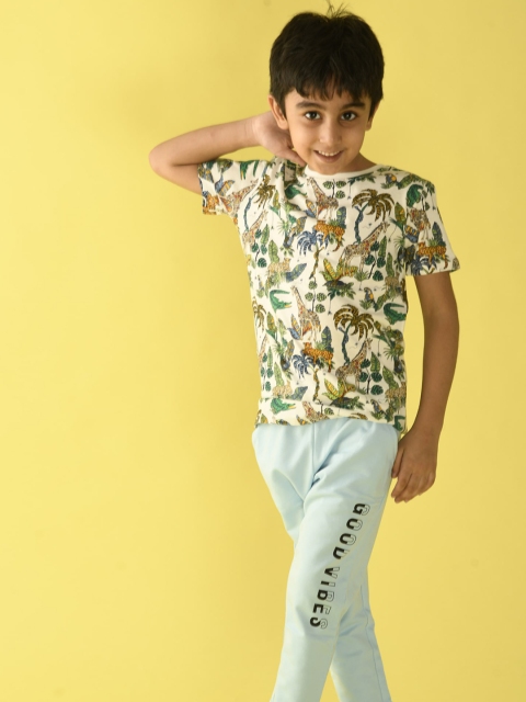 

Anthrilo Boys White & Green 2 Piece Printed Cotton Clothing Set