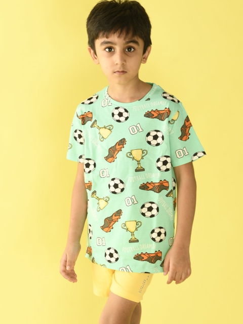 

Anthrilo Boys Sea Green & Yellow Printed Pure Cotton Night Suit