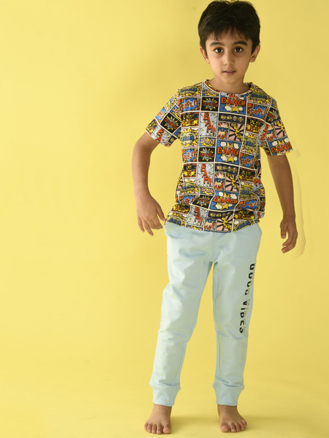 

Anthrilo Boys White & Green Printed Pure Cotton Night suit