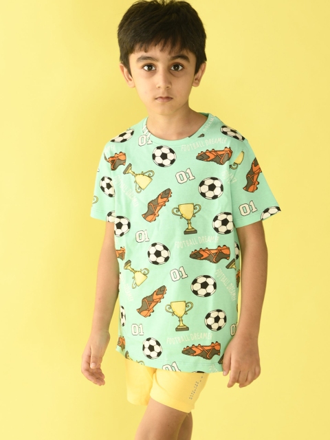 

Anthrilo Boys Green & Yellow Printed T-shirt with Shorts