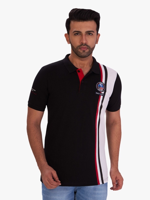 

DCot By Donear Men Multicoloured Typography Polo Collar Pure Cotton Applique T-shirt, Multi