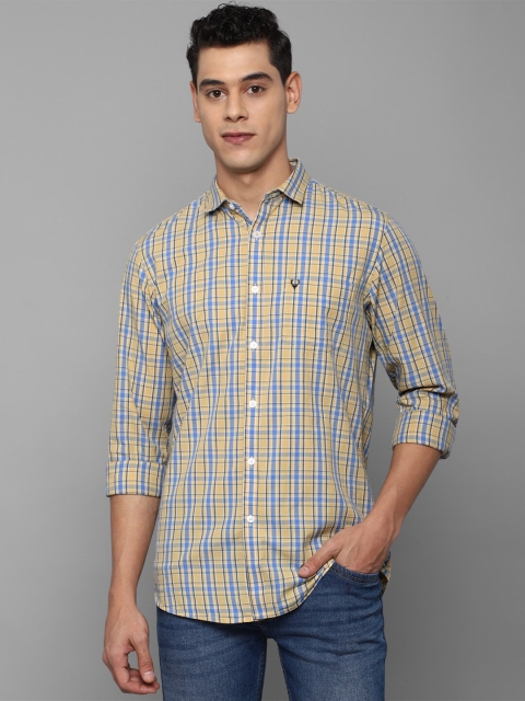 

Allen Solly Men Yellow & Blue Tartan Checked Slim Fit Casual Shirt