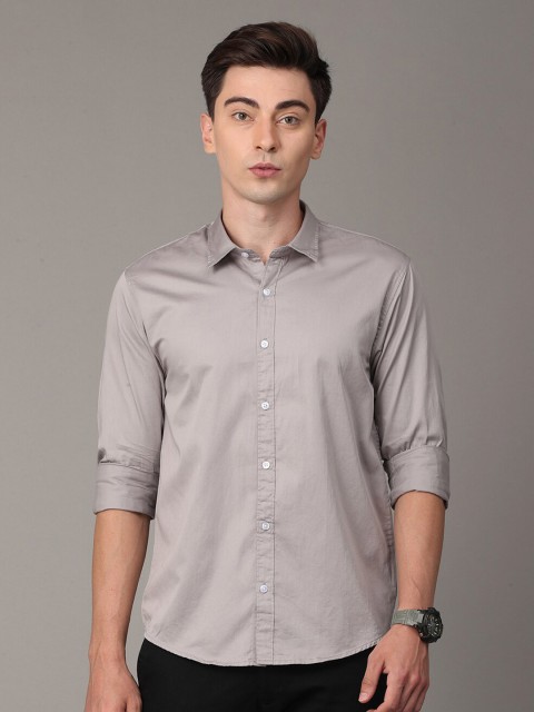 

Huggun Men Grey Premium Slim Fit Semiformal Shirt
