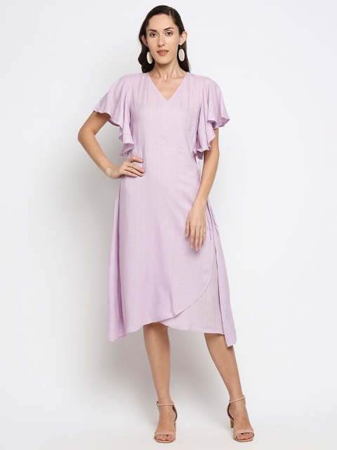 

MOD ECRU Lavender Linen Midi Dress