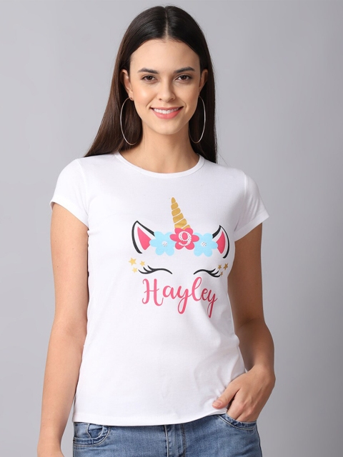 

Gallus Women White Printed Applique T-shirt