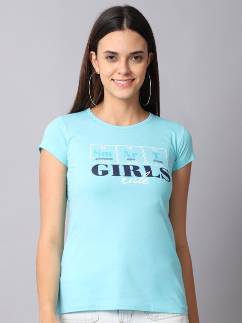 

Gallus Women Blue Typography Printed T-shirt