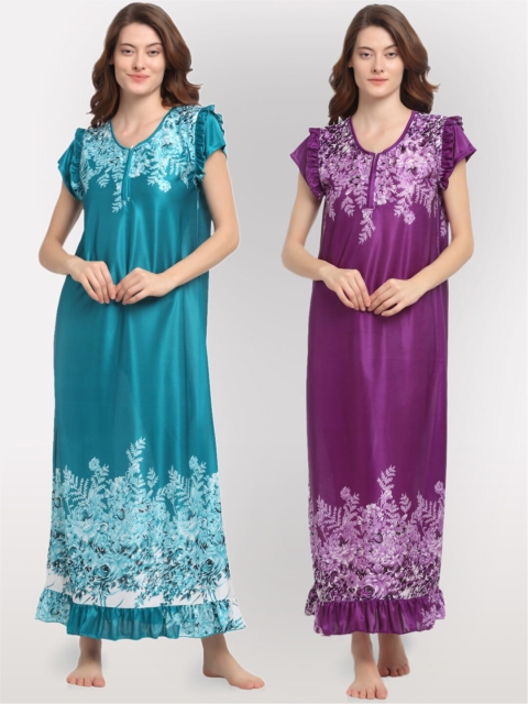 

NEUDIS Women Purple Printed Nightdress