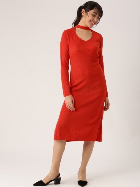 

DressBerry Women Red Solid Bodycon Dress