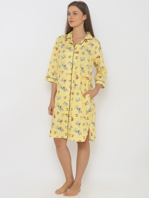 

Smugglerz Yellow Printed Nightdress