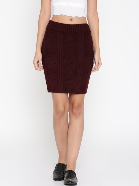 

DressBerry Maroon Pencil Skirt