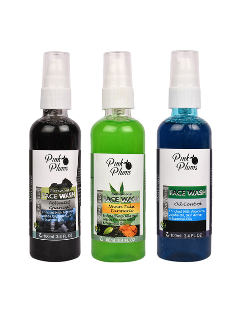 

Pink Plums Pack of 3 Oil Control Face Wash Kit 100 ml each, Multi