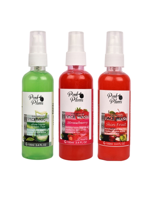 

Pink Plums Set of 3 Refreshing Paraben Free Face Wash - 100ml each, Green
