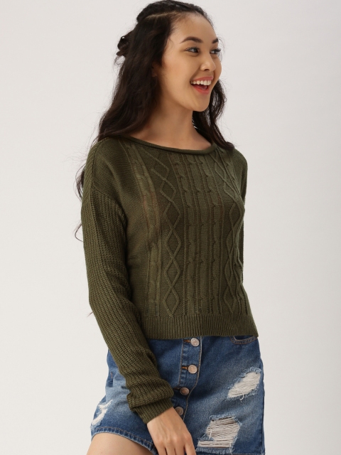 

DressBerry Women Brown Self Design Sweater