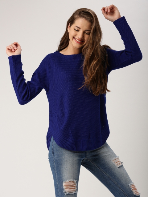 

DressBerry Women Blue Self Design Sweater