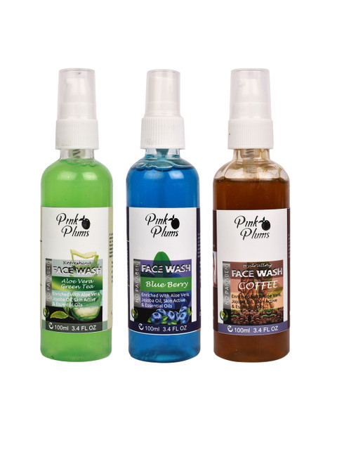 

Pink Plums Set of 3 Paraben Free Aloevera, Blueberry, Coffee Face Wash 300 ml, Multi