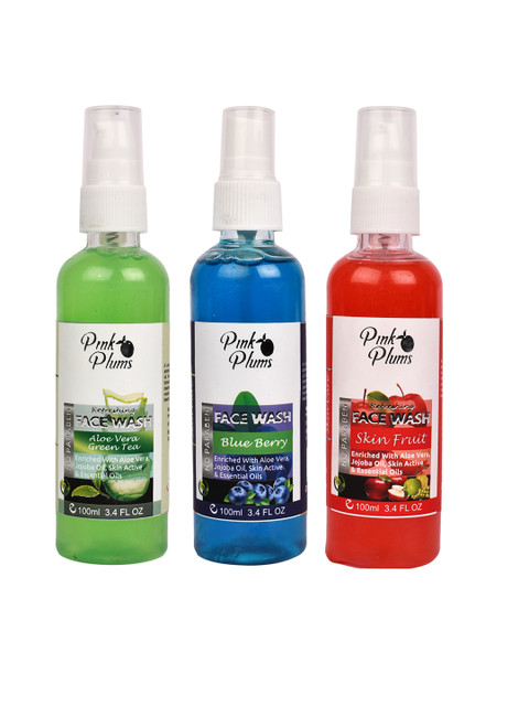 

Pink Plums Set Of 3 Paraben Free Aloevera Skin Fruit Blueberry Face Wash 300ml, Multi