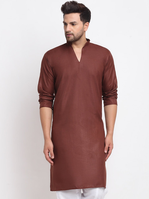 

Benstoke Men Brown Solid Kurta