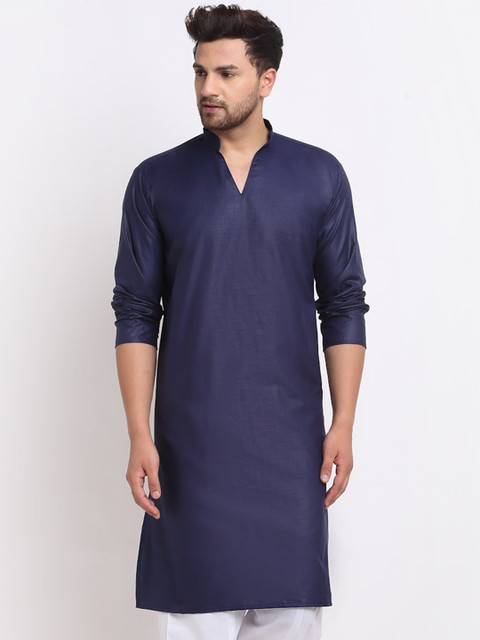

Benstoke Men Navy Blue Thread Work Kurta