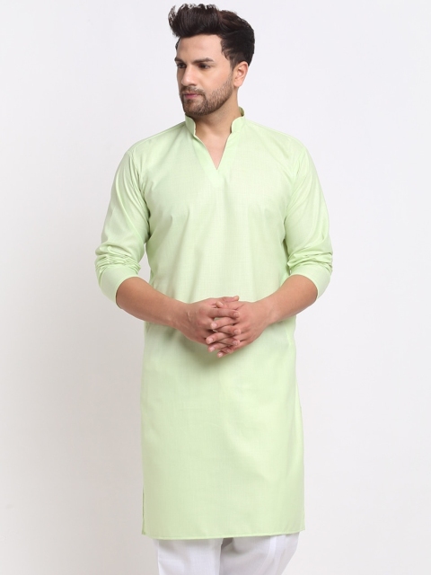 

Benstoke Men Green Thread Work Kurta