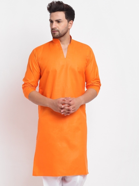 

Benstoke Men Orange Thread Work Kurta