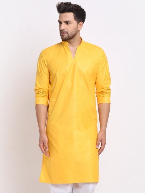 

Benstoke Men Yellow Thread Work Kurta