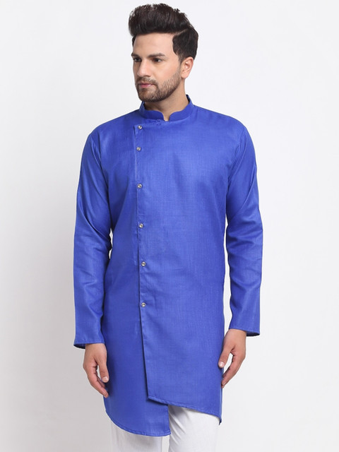 

Benstoke Men Blue Patchwork Kurta