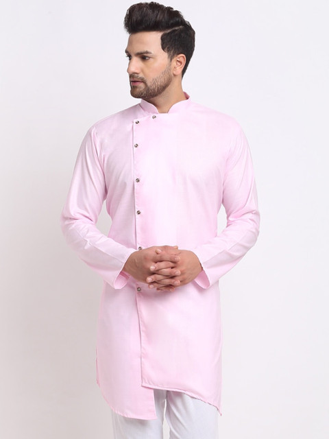 

Benstoke Men Pink Thread Work Pathani Kurta
