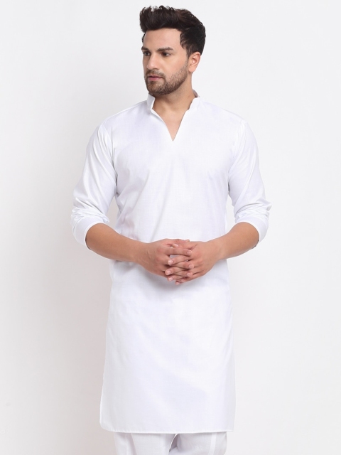 

Benstoke Men White Solid Kurta