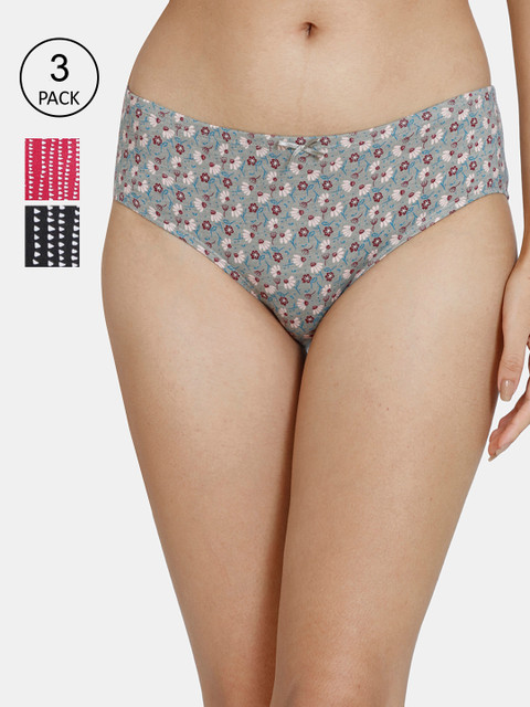 

Zivame Women Pack Of 3 Hipster Briefs, Grey