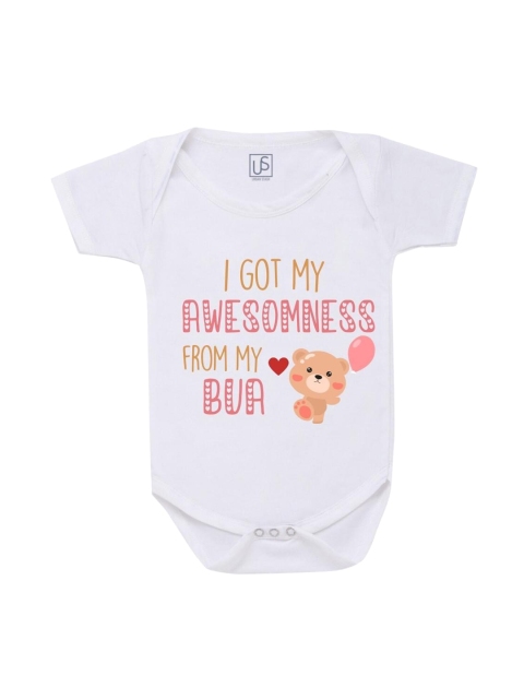 

URBAN STASH Kids White Printed Cotton Bodysuit