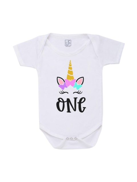 

URBAN STASH Infant Kid White Printed Cotton Rompers
