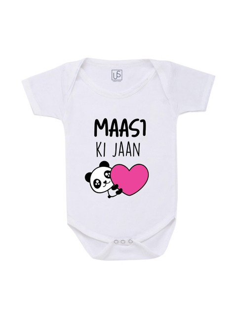 

URBAN STASH Infants White Maasi Ki Jaan Printed Cotton Bodysuit