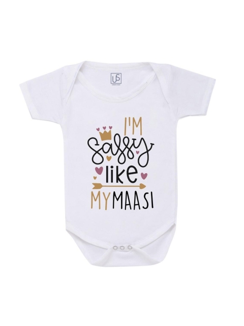 

URBAN STASH Kids White & Black Printed Rompers