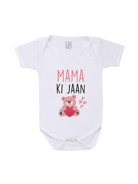

URBAN STASH Infants White Mama Ki Jaan Printed Cotton Bodysuit
