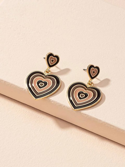 

EL REGALO Black Heart Shaped Drop Earrings