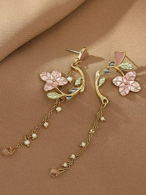 

EL REGALO Pink Floral Drop Earrings