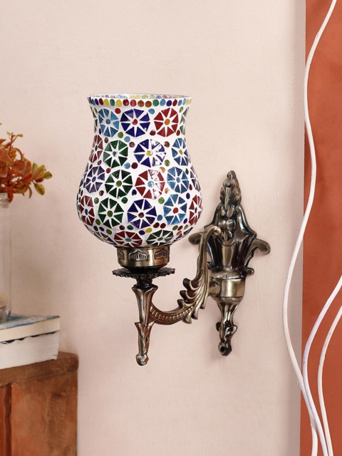 

Devansh Red & Blue Textured Antique Metal Wall Lamp