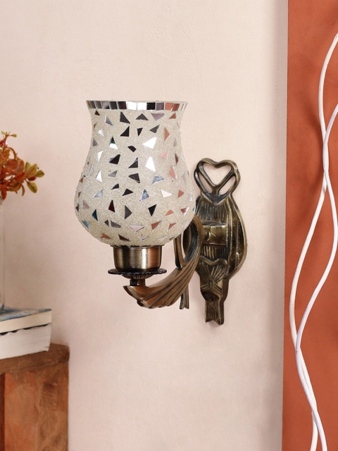 

Devansh Grey & Bronze Textured Mosaic Glass Wall Lamp