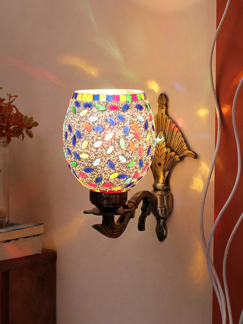 

Devansh White & Blue Textured Mosaic Glass Ceiling Lamp