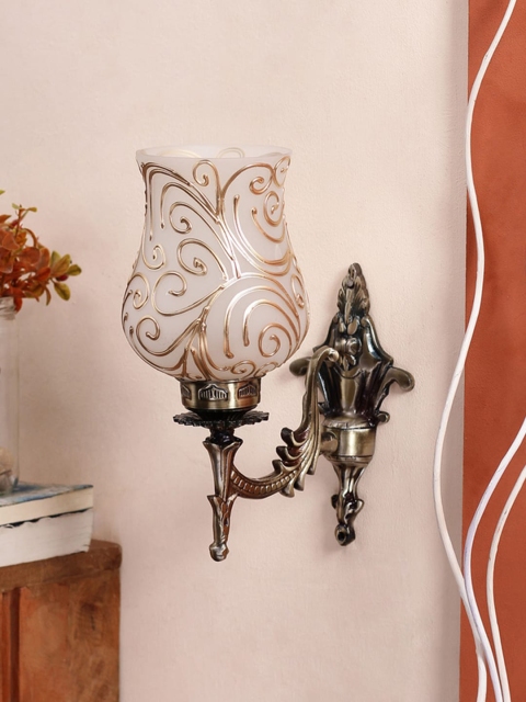 

Devansh White Printed Antique Metal Wall Lamp