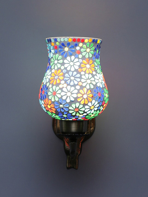 

Devansh Floral Textured Glass Wall Lamp, White