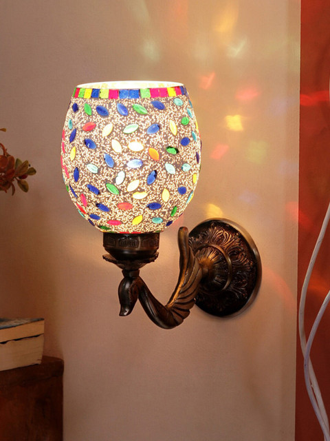 

Devansh Textured Mosaic Glass Wall Lamp, White