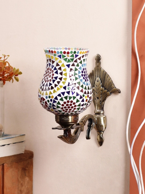 

Devansh Textured Mosaic Glass Antique Wall Lamp, White
