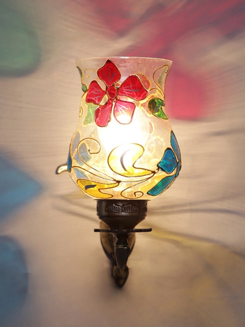 

Devansh Textured Mosaic Glass Antique Wall Lamp, Transparent