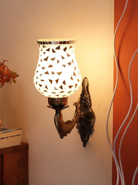 

Devansh Grey & Bronze Geometric Textured Wall Lamp